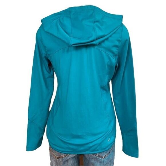 ASICS Active Sweatshirt Teal Zip Up Hooded Athletic Sweater Size M - Picture 11 of 11